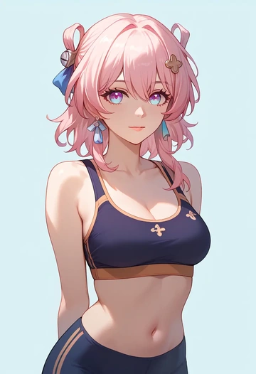 star rail,march 7th,sports bra,high-waisted leggings  - AI generated anime art